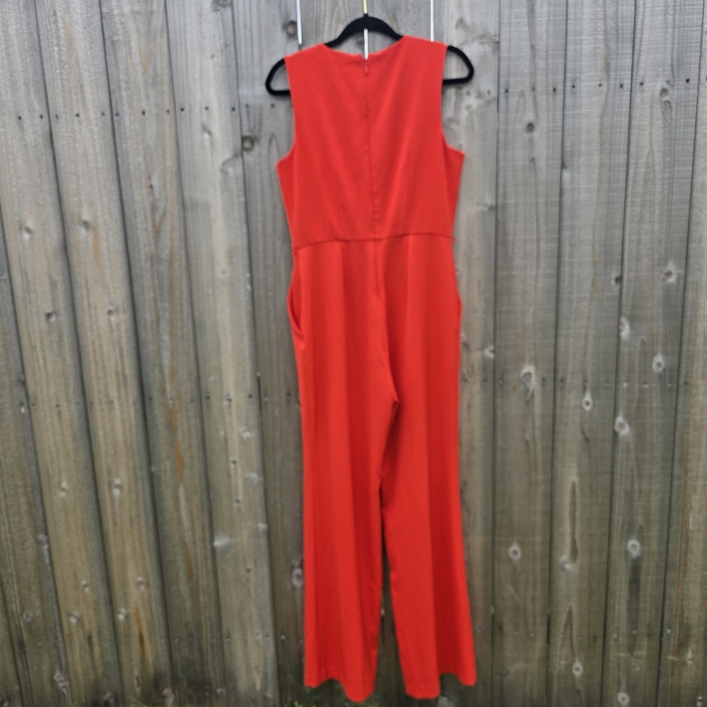 New York and Company Red Sleeveless Jumpsuit Size 6, - Picture 2 of 16